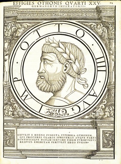 Ottone IV, illustrazione da Imperatorum romanorum omnium orientalium et occidentalium verissimae imagines ex antiquis numismatis, xilografia di Rudolph Wyssenbach, stampata da Andreas Gesner, Zurigo da Hans Rudolf Manuel Deutsch